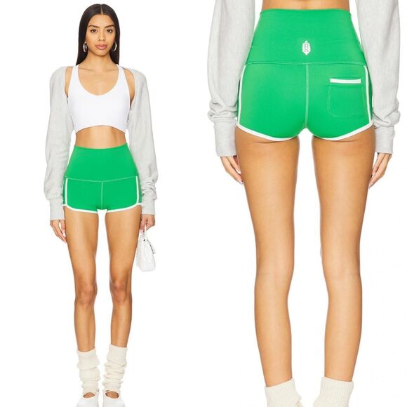 FP movement Island Time Shorts Green S micro workout running dance gym casual - Picture 1 of 8